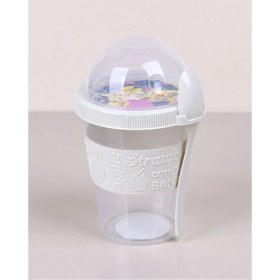 Resim Pazariz Beyaz Kaşıklı ve Meyve Bölmeli Yoğurt Kabı 