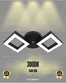 Resim Alato Siyah Kasa, Sarı Işık Modern Plafonyer Led Avize Siyah 