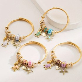 Resim 1 adet Vintage Tarzı Paslanmaz Çelik Bileklik, Rhinestone, Kaplumbağa ve Yıldız Balığı Şansları, Tatil Durumu için Ayarlanabilir Manşet Bileklik - KC Altın Kaplama, Plaj Tatili Aksesuarı | Kaplumbağa Yıldız Balığı Şansları | Rhinestone Süsleme 
