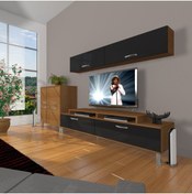 Resim Decoraktiv Ekoflex 6y Slm Krom Ayaklı Tv Ünitesi Tv Sehpası - Ceviz - Siyah 