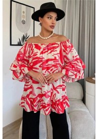 Resim Lodmela Madonna Yaka Lastikli Viskon Bluz 6020-fuşya 