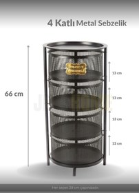 Resim 4 Katlı Sebzelik Açılır Metal Patates Soğan Sepeti Paslanmaz Meyvelik Organizer Sepet Siyah Siyah 