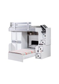 Resim Setaymobilya Ranza, Çizgi Ranza Karyola 2 Kapaklı Dolap + 2 Adet Comfort Yatak 