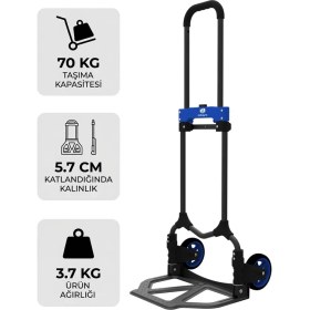 Resim FT70 70KG Katlanır Yük Taşıma Arabası, 