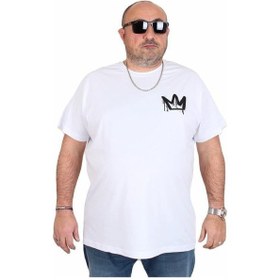 Resim Starbattal Erkek Büyük Beden Sıfır Yaka Tişört King 25141 Beyaz Beyaz 