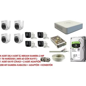 Resim Hikvision 8'li Set 2 Mp Hd Kamera Sistemi 