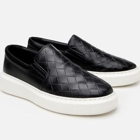 Resim HOTİÇ Erkek Deri Siyah Baskılı Günlük Loafer 