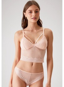 Resim Pierre Cardin 4831 Kadın Pedli Balensiz Dantelli Bralet Sütyen Külot Takım-somon SOMON 