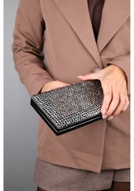 Resim Luvishoes Luvi Shoes Gomeda Platin Kare Taşlı Kadın Abiye Çanta Platin Kristal 