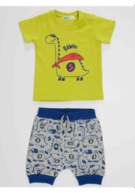 Resim Denokids Super Dino Erkek Bebek T-shirt Kısa Pantolon Takım Çok Renkli 