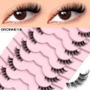 Resim GROINNEYA 9 Çift Doğal Sahte Kirpikler - Kedi Gözü Temiz Bant Kirpikler, Kabarık Wispy 3D Sahte Mink Kirpikler, Başlangıçlar İçin Yumuşak Şeritler, Yeniden Kullanılabilir ve Kolay Uygulama, Başlangıç Dostu Kirpikler, Kolay Uygulama Kirpikler, Başlangıç Dostu Kirpikler 