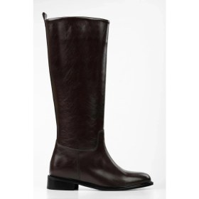 Resim Shoeberry Kadın Lace Kahve Cilt Binici Çizme Suni Deri Malzemeden Üretilmiş Konforlu Tasarım 