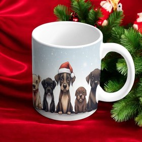 Resim ESC BUTİK Cute Dog Yeni Yıl Kupası - Beyaz / Standart 