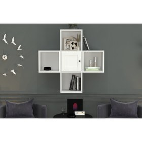 Resim Nettrends Kitaplıklı Kapaklı Duvar Rafı Beyaz 100 Cm Dvr-1084 DVR-1084krc 