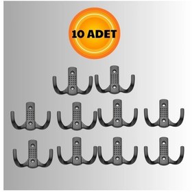 Resim Noktalı Metal Askı Şık Portmanto Askılık Dolap Mobilya Askısı Vidalar Dahil 10 Adet Siyah 