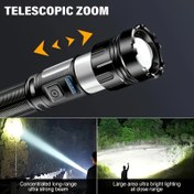Resim 1 adet Ultra-Bright Taşınabilir Ayarlanabilir Odak El LED El Feneri - 30000cm Teleskopik Zoom, 70X Büyütme, ABS Malzeme, Kamp, Balıkçılık, Koşu, Yürüyüş için İdeal - USB Şarj Edilebilir Lityum Pil, 1200mAh, Açık Hava Aydınlatması, Kamp Ekipmanı | Ayarlanabilir Odak Feneri | Dayanıklı Fener 
