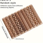 Resim 3 Adet Kayın Ağacı Kabartmalı Merdane Oyma Desen Baskı Merdane Hamur Araçları Seramik El Yapımı Baskı Araçları DIY El Yapımı Kabartmalı Merdane Hamur Kabartma Aracı 