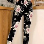 Resim Kadın Modası Çiçek Baskılı Esnek Tayt - Günlük Yüksek Bel, Rahat Polyester Karışımı ve Esneklik, Makinede Yıkanabilir, Her Mevsim Giyilebilir 