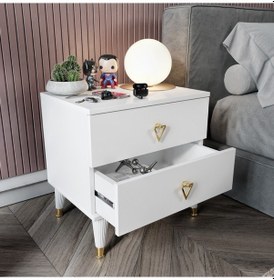 Resim Simple 2 Çekmeceli Komodin Smp5002 Beyaz Gold 