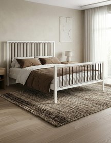 Resim Unimet Breeze Tek Kişilik Ferforje Metal Karyola (BEYAZ-KAHVERENGİ) (AHŞAP LATALI) 