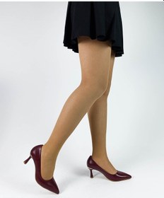 Resim Bordo Renk Yumuşak Cilt Deri İnce Kadeh Topuk Sivri Burun Kadın Stiletto Bordo 