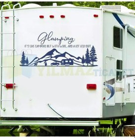 Resim Ağaç Dağ Orman Kamp Karavan Çekme Oto Sticker Etiket Yapıştırma 