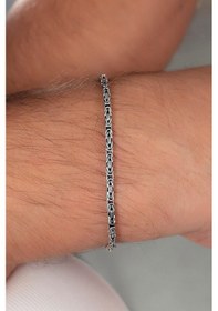 Resim 925 Ayar Gümüş 2 Mm Kral Erkek Bileklik 19 Cm 