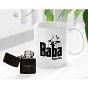 Resim Bk Gift Kişiye Özel Babalar Günü Hediyesi Baba Godfather Tasarımlı Kupa Bardak Ve Benzinli Çakmak Seti-5 