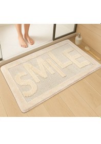 Resim Doğal Kaymaz Taban Banyo Paspas Uzun Ömürlü Yumuşak Dokulu Su Emici Yıkanabilir Smile 60x100 Krem 