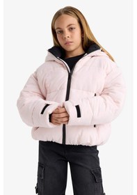 Resim Defacto Kız Çocuk Su Geçirmez Kapüşonlu Fermuarlı Şişme Mont F3512a825aupn144 Pembe-pn144 