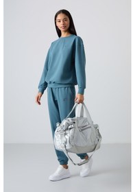 Resim Tommy Life Orman Yeşili Basic Pamuklu O Yaka Oversize Lastik Paça Kadın Eşofman Takım - 95287 Yeşil 