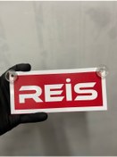 Resim Kırmızı Renk Üzeri Beyaz Renk Reis Yazılı Vantuzlu Cam Süsü 