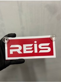 Resim Kırmızı Renk Üzeri Beyaz Renk Reis Yazılı Vantuzlu Cam Süsü 