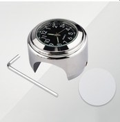 Resim Rogfer Alüminyum Alaşımlı Kaplama Motosiklet Gidon Saati Gümüş Kabuk Siyah Arka Plan 