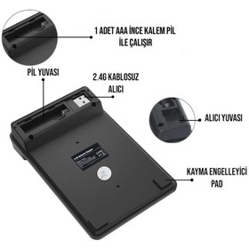 Resim Sumpad Kablosuz 19 Tuşlu Sayısal Tuş Takımı Sayısal Klavye Numpad AAA İnce Kalem Pil İle Çalışır 