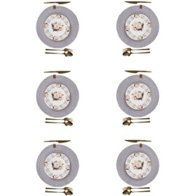 Resim Vos Versa Amerikan Servis 6 Lı Supla Lux Sunum Tabak Altlığ - Yuvarlak Gri Vvhm0045-402 - Gri 