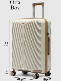 Resim My-pp Bilbao Tekerlekli Kırılmaz Valiz 3'lü Set Bavul Ekru Kemik Şambapnya Ekru 