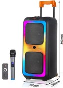 Resim HADRON NDR1097 Taşınabilir Tekerlekli Büyük Boy RGB Işıklı Bluetooth Mikrofonlu Hoparlör 