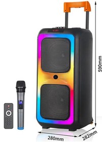 Resim HADRON NDR1097 Taşınabilir Tekerlekli Büyük Boy RGB Işıklı Bluetooth Mikrofonlu Hoparlör 