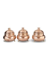 Resim Üçlü Dövülmüş Bakır Baharatlık Bakır 