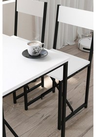 Resim 4lü Mutfak Seti Mutfak Masa Ve Sandalye Seti Balkon Masası Cafe Seti Bulut Beyaz Beyaz 