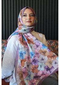 Resim Afvente Ortanca Çiçek Desen Lavanta Soft Pamuk Şal Çok Renkli 