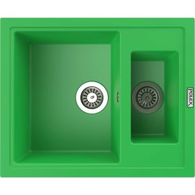 Resim POLEX Cristalüx Granit Evye P-04 Yeşil 1,5 Gözlü Tezgah Altı Ve Tezgah Üstü Kare Mutfak Evyesi 59,5x49cm 