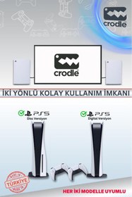 Resim Crodle PS 5 Duvar Standı Yerden Tasarruf Rahat Hava Akışı Gaming Aksesuar Konsol Tutacağı 