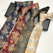 Resim Çiçek Desenli Kravat Seti, Polyester Dokuma Kumaş, İş, Günlük, Parti, Düğün, Damatlık için İdeal - 1 Paket 