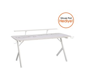 Resim Ryze Castle Karbon Fiber Rgb Gaming Masası - Beyaz 160x80x76 Cm Beyaz 