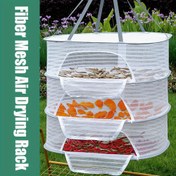 Resim 3 Katlı Katlanabilir Askılı Mesh Kurutma Rafı - Çiçekler, Meyveler, Sebzeler, Balıklar, Giysiler, Bebekler için Çok Amaçlı Herbal Kurutucu - Rüzgar Korumalı Tasarım ile Açık Hava Kurutma Ağı 
