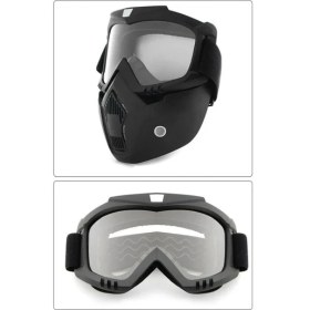 Resim Motoanl Cross Motosiklet Bisiklet Gözlüğü Açık Kask Maskesi Süngerli Bant Lastikli Jet Maske Şeffaf Camlı 