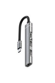 Resim Ally 4in1 Type-c+3.5mm+usb Girişli Çoğaltıcı Adaptör Çevirici Hub Gri 