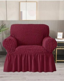 Resim StarMall Bürümcük Etekli Koltuk Örtüsü, Berjer Kılıfı Lastikli Esnek Tek Kişilik 1 Adet Bordo 